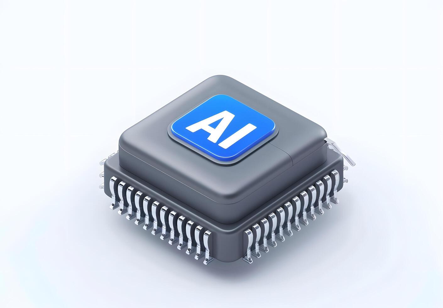 3D icon of an artificial intelligence chip with the word AI on it, technology concept photo