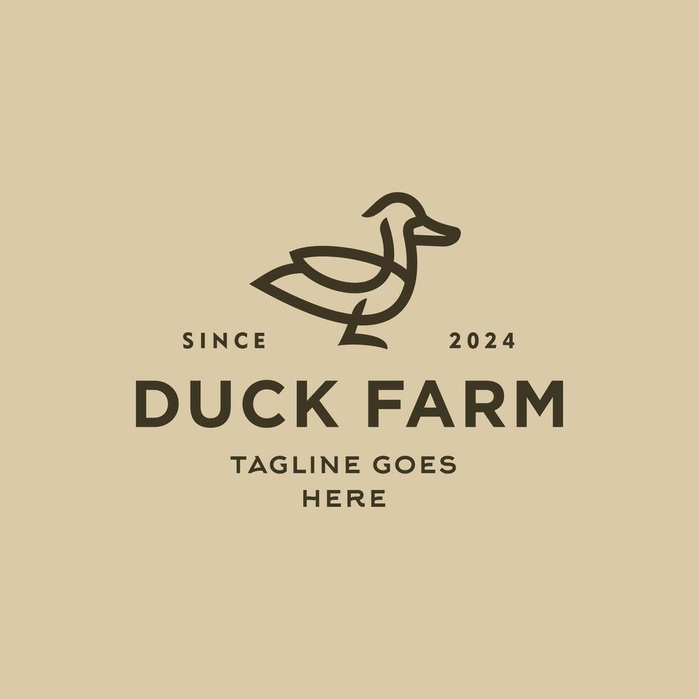 abstract duck on line style logo design vector
