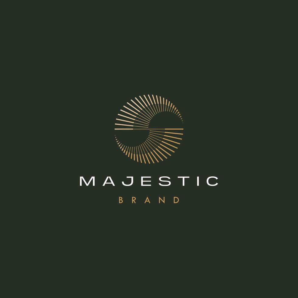 abstract sun spiral logo design in gold color vector