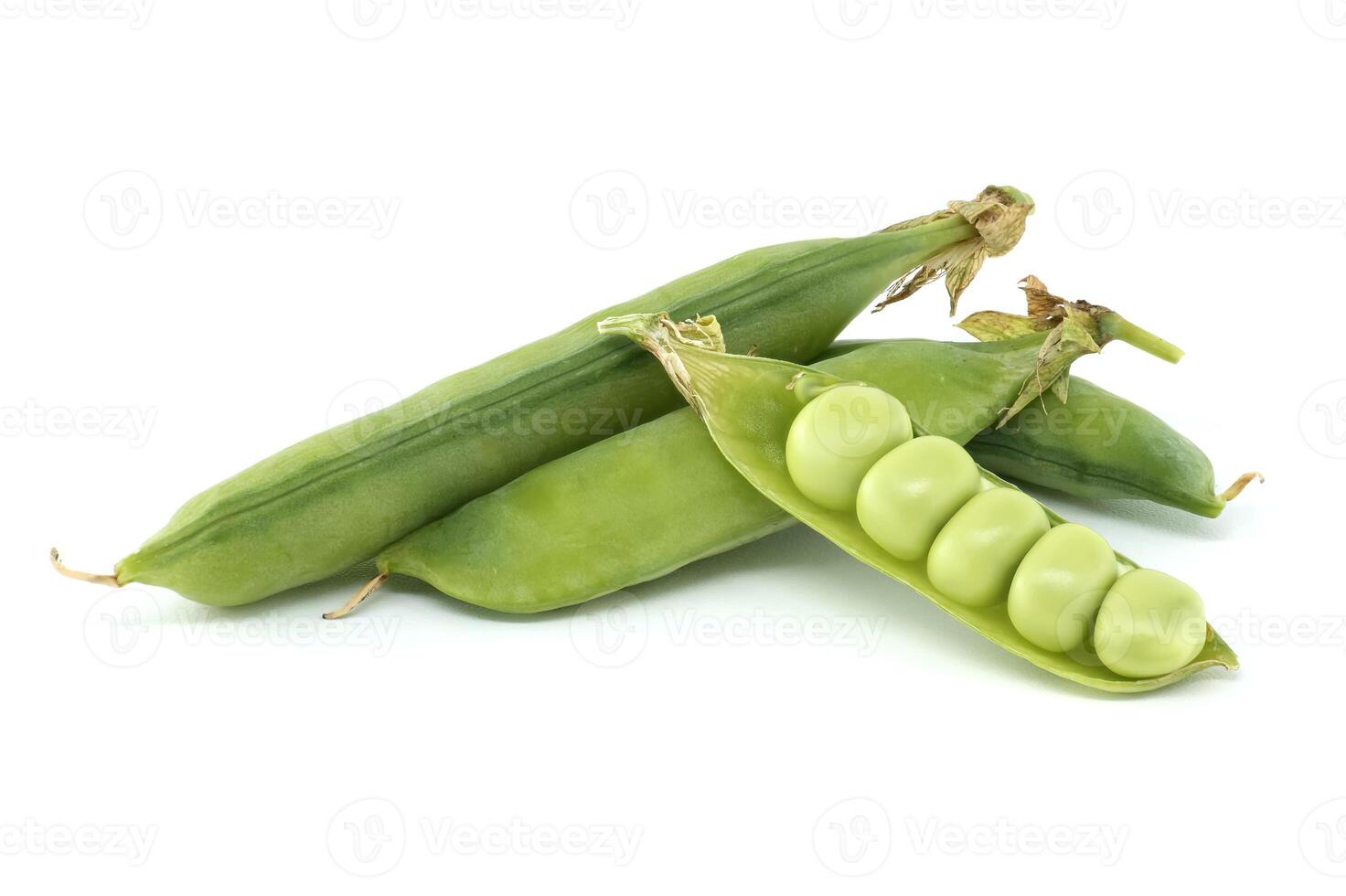 Fresh green peas in a pod on a white background photo