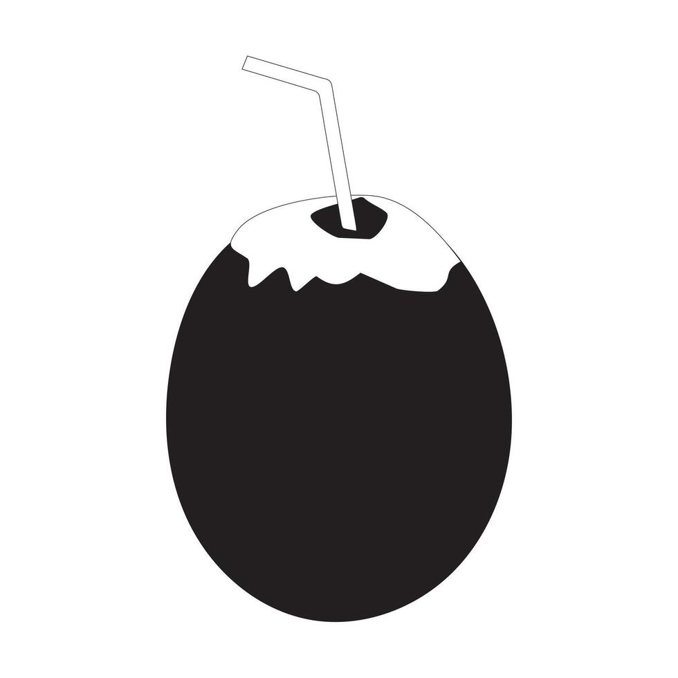 Coconut fruit icon editable, single. Illustration of coconut isolated on white background. For kids coloring book. vector