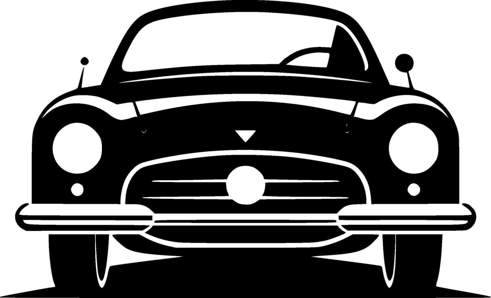 Car - Black and White Isolated Icon - illustration vector