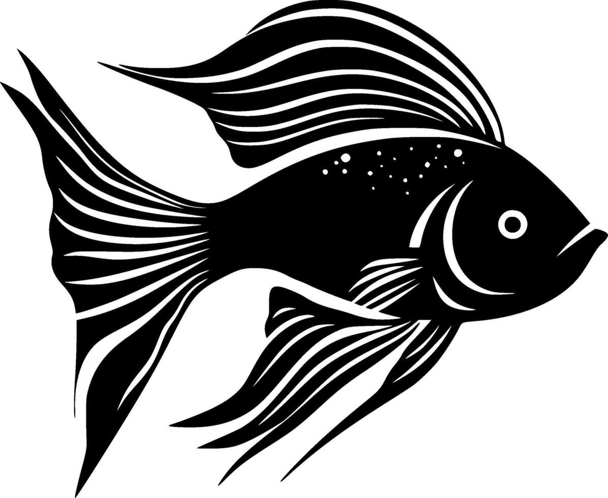 Angelfish - Black and White Isolated Icon - illustration vector