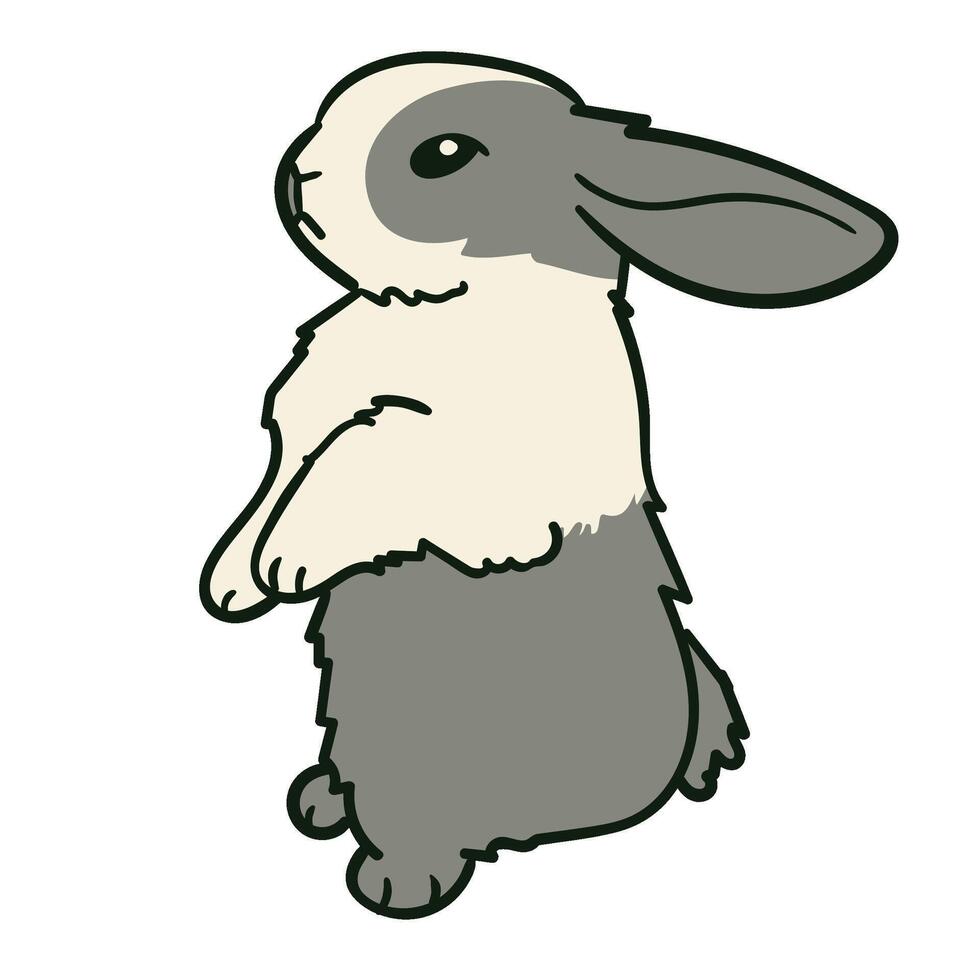 Cute Grey Rabbits Various Poses Stock Two vector