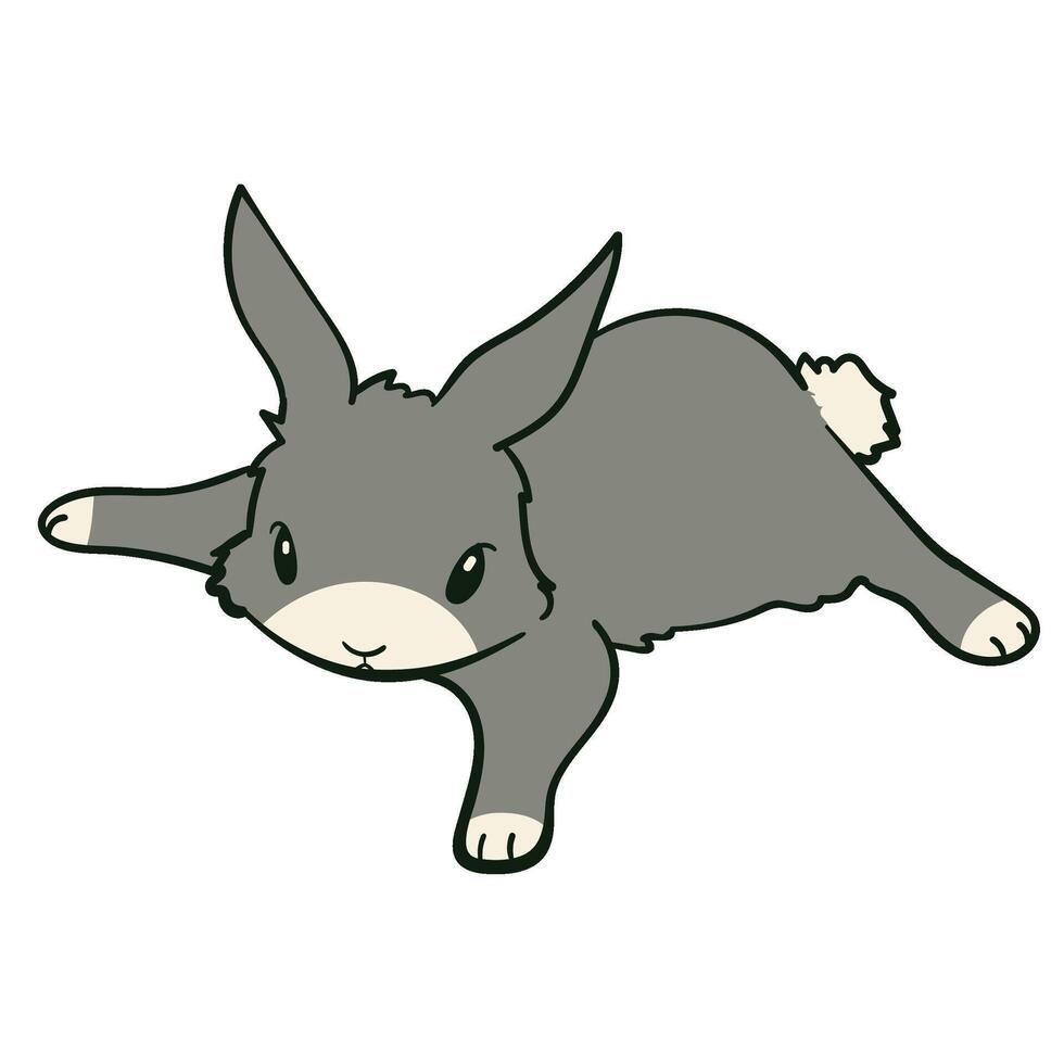 Cute Grey Rabbits Various Poses Stock Seven vector