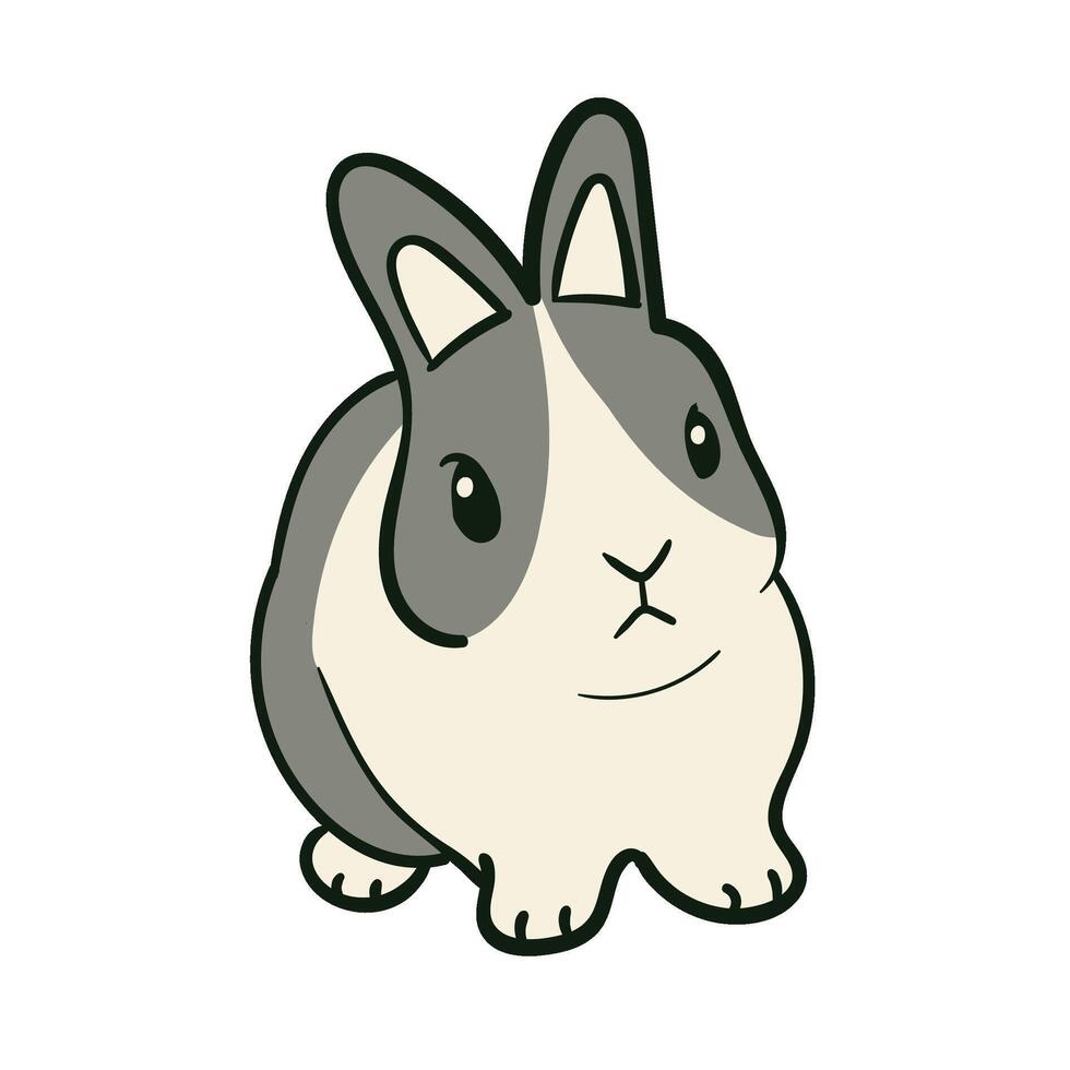 Cute Grey Rabbits Various Poses Stock Four vector