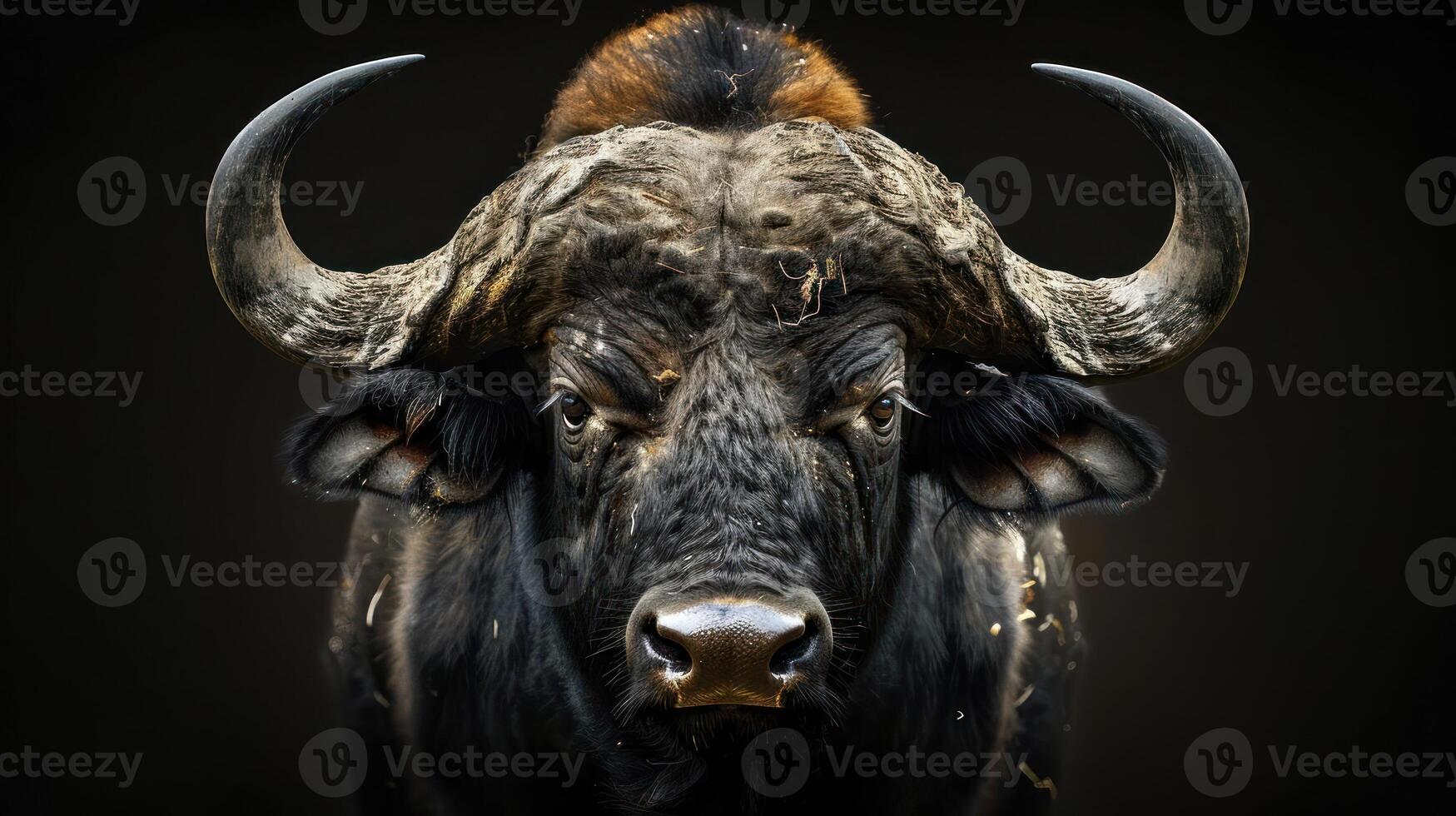 Portrait of an African bull with large horns. photo