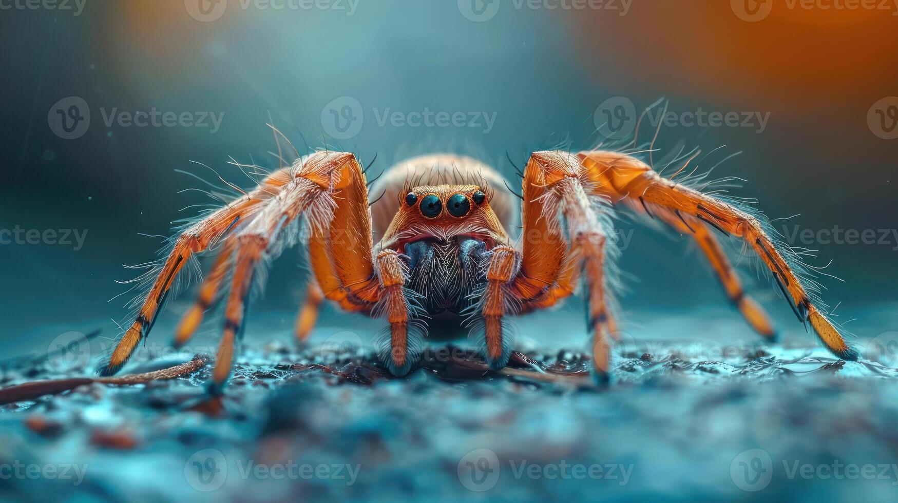 A spider emerges from a puddle, capturing the essence of nature's resilience and adaptability. photo