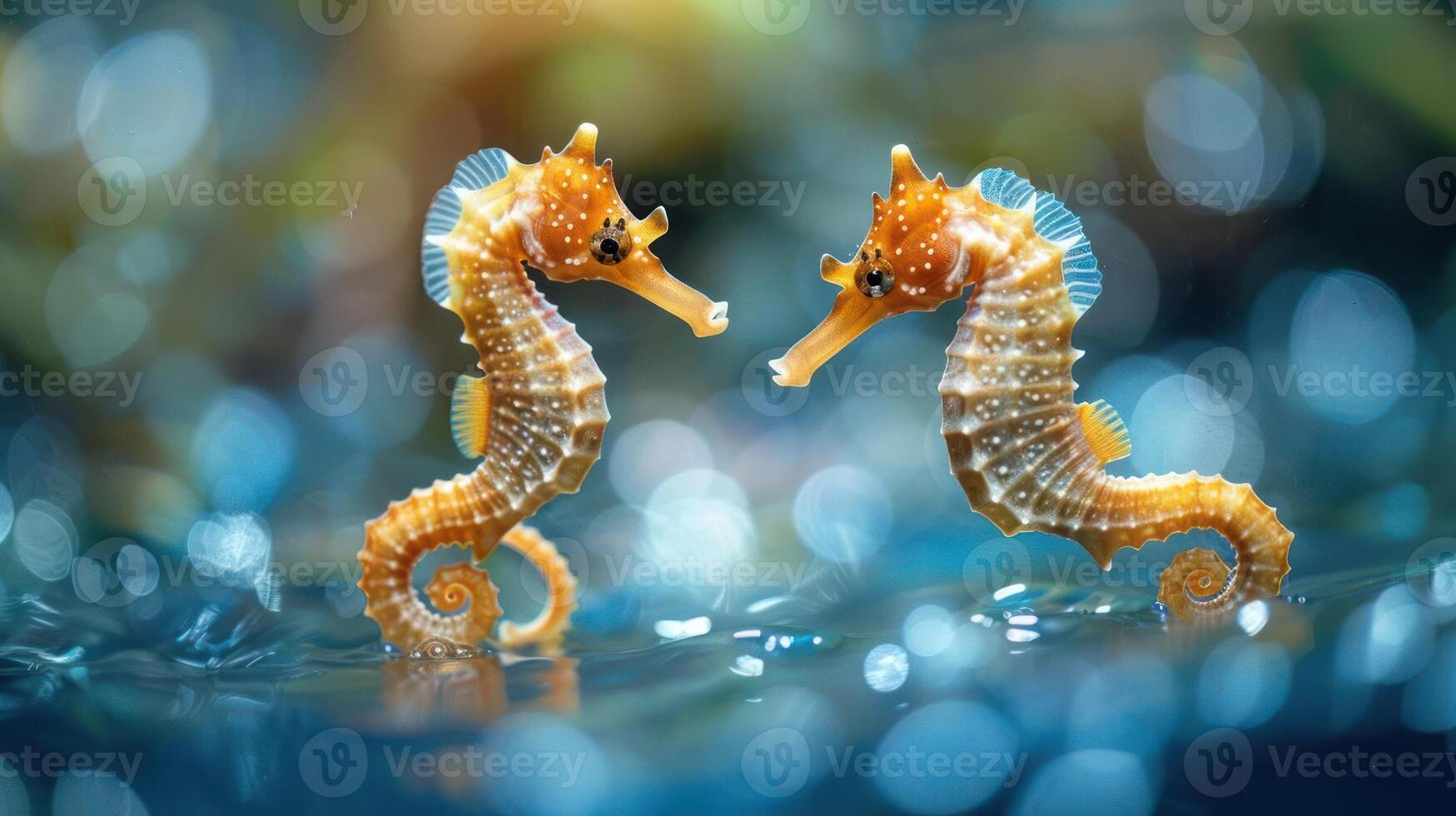 Two sea creatures appear to be communicating while swimming in the ocean, photo