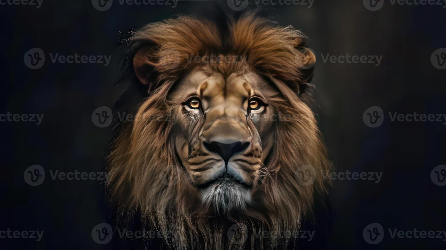 A striking image of a lion's face with a unique mask overlay, photo