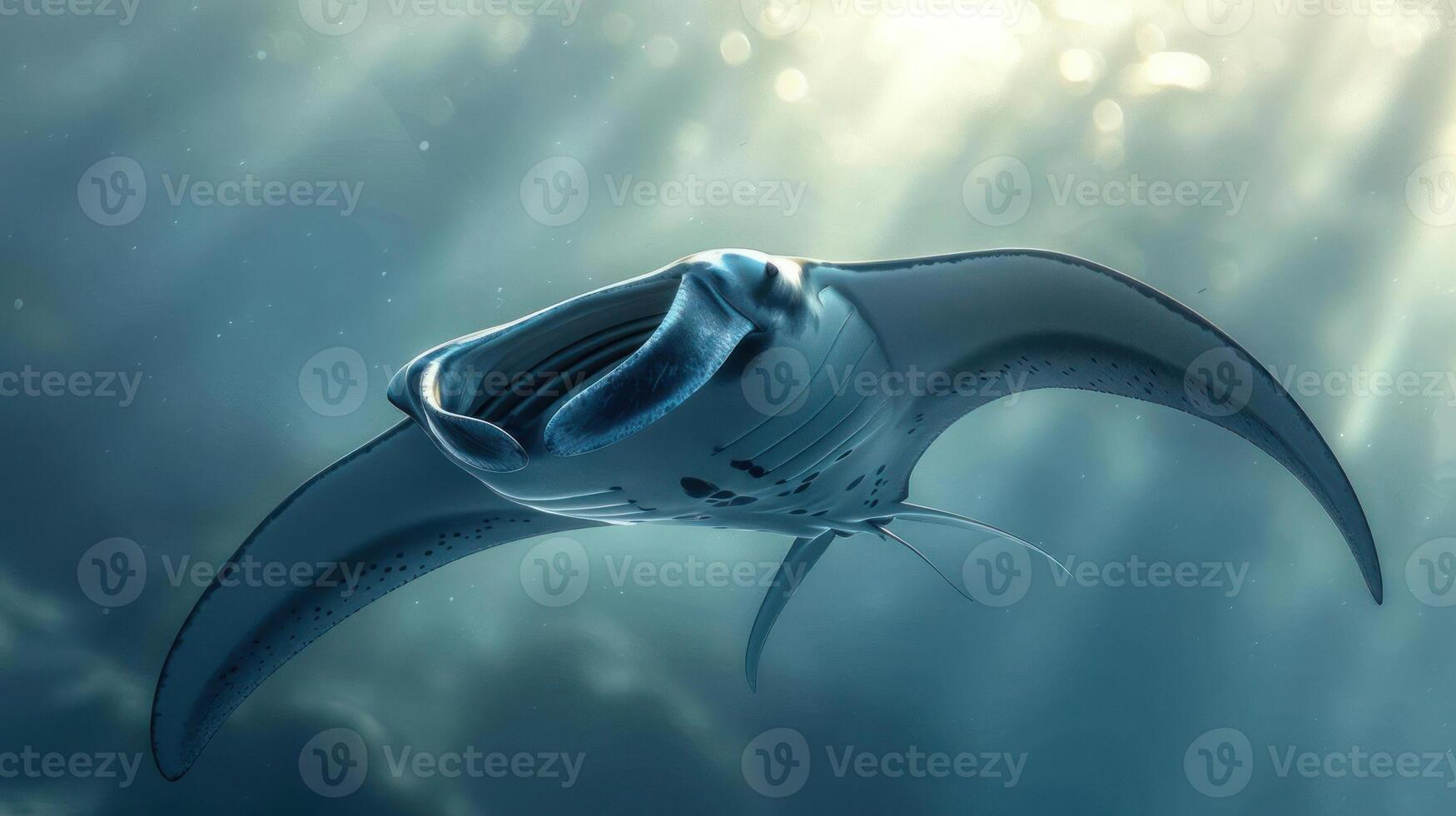 A whale swims through a water-filled environment with its mouth open, photo