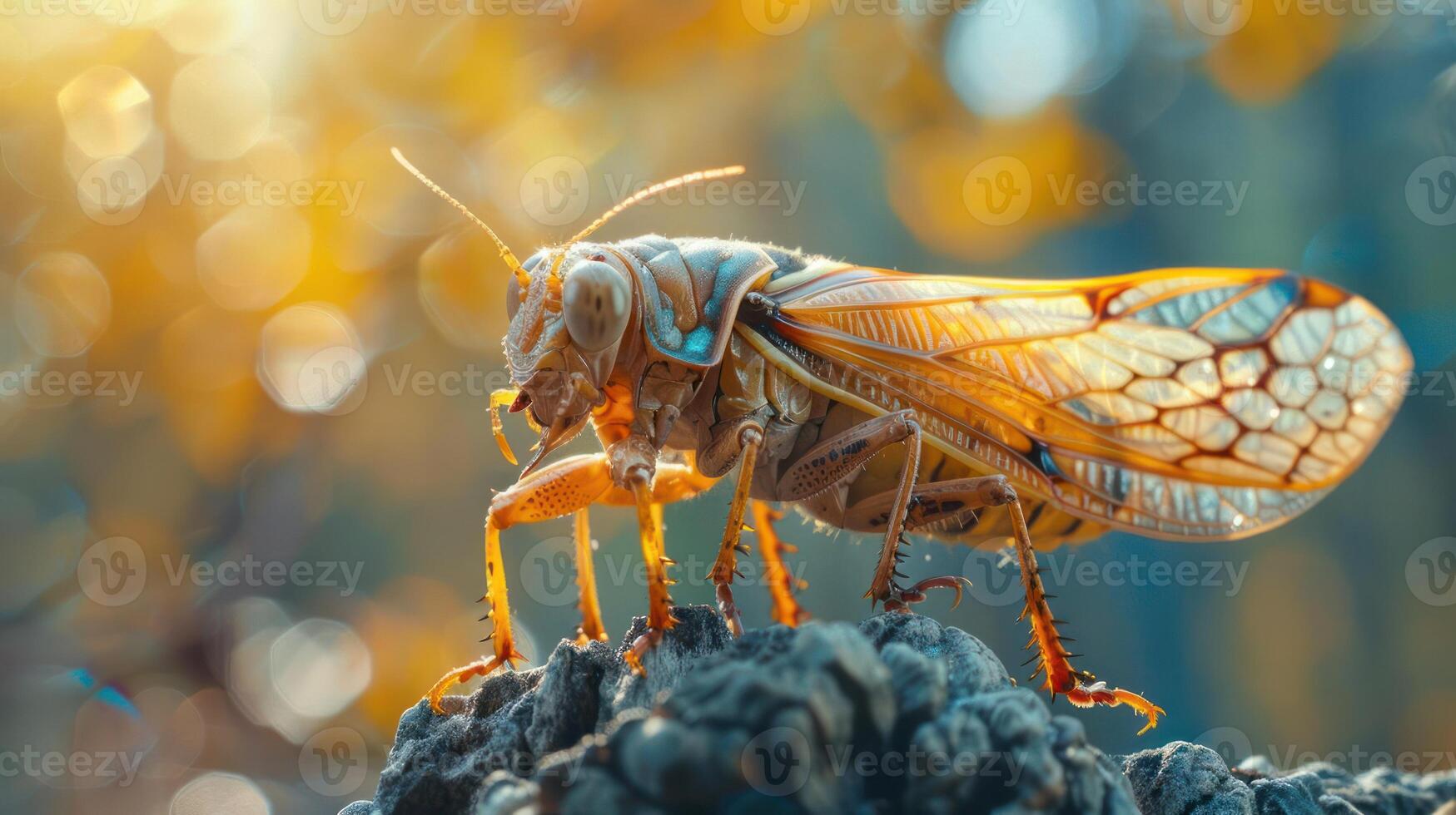 Close-up of a beetle on a rock. photo