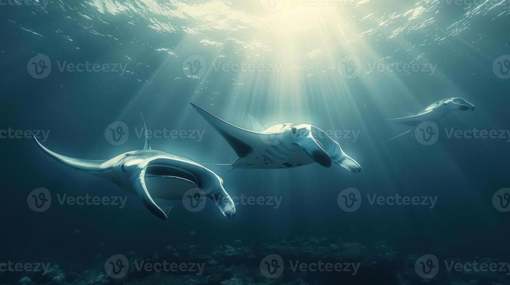 Nurse shark with baby in the ocean photo
