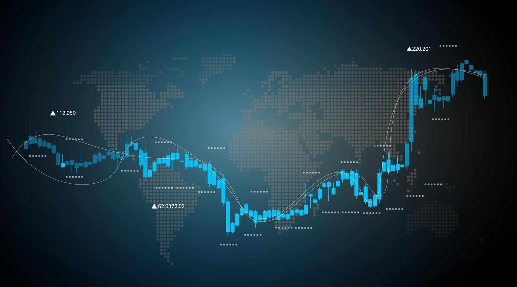 Economic graph with diagrams on the stock market, for business and financial concepts and reports. Abstract blue background vector
