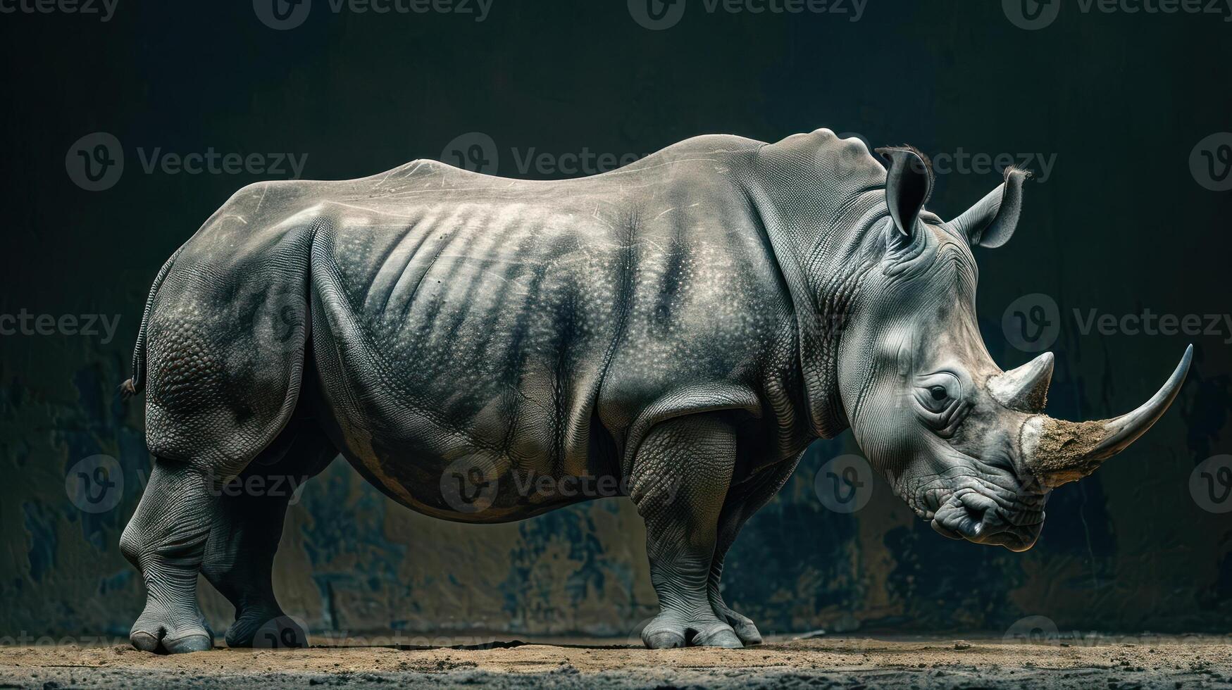 A half-eaten rhino carcass in the wilderness. photo