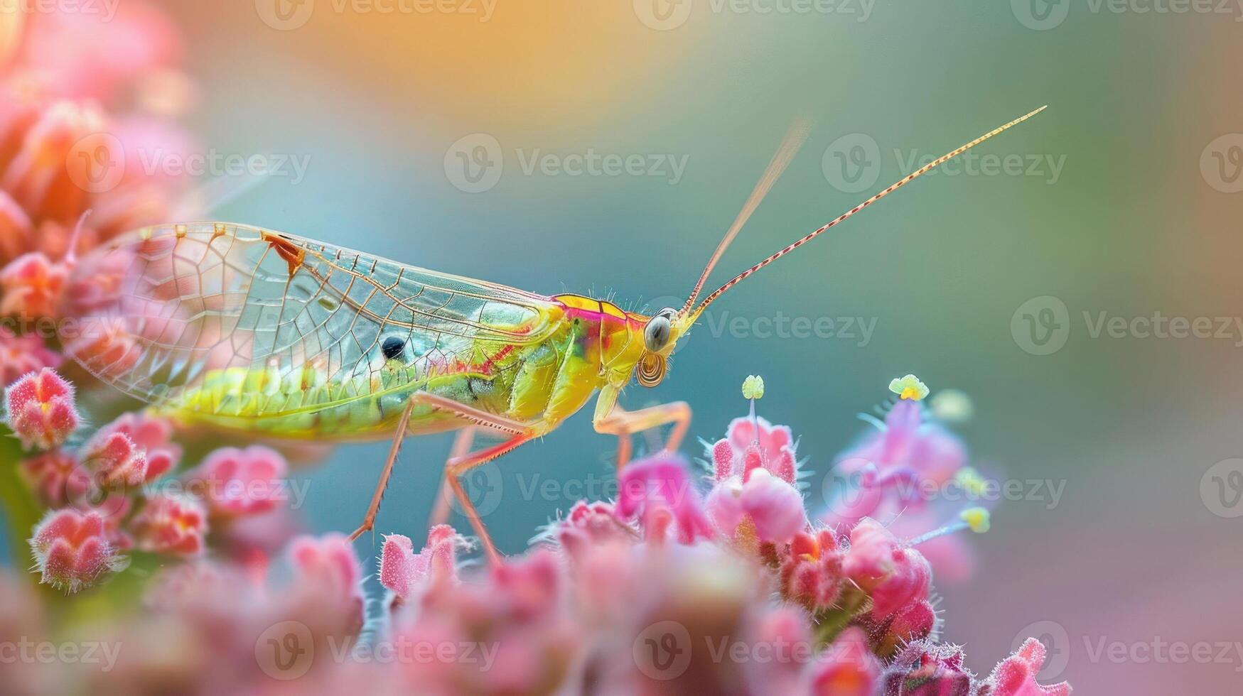 showcases a close-up of an insect with a beautifully colored body, photo