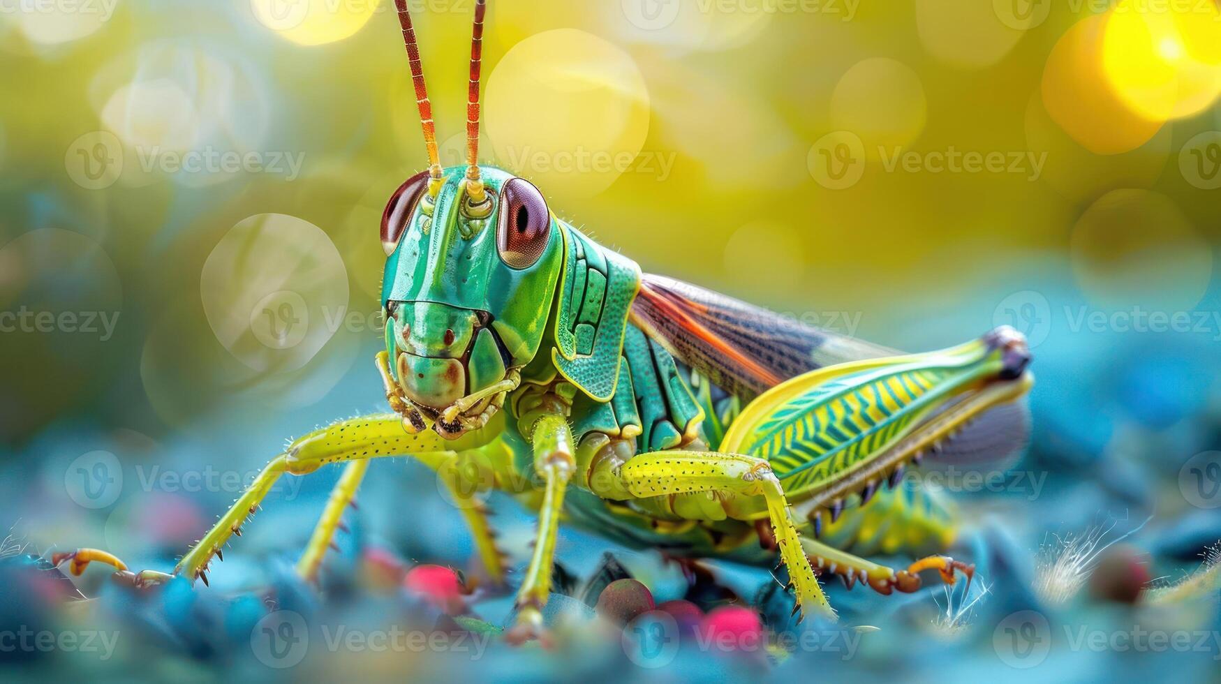 A close-up photo of a brightly colored beetle with a friendly expression,