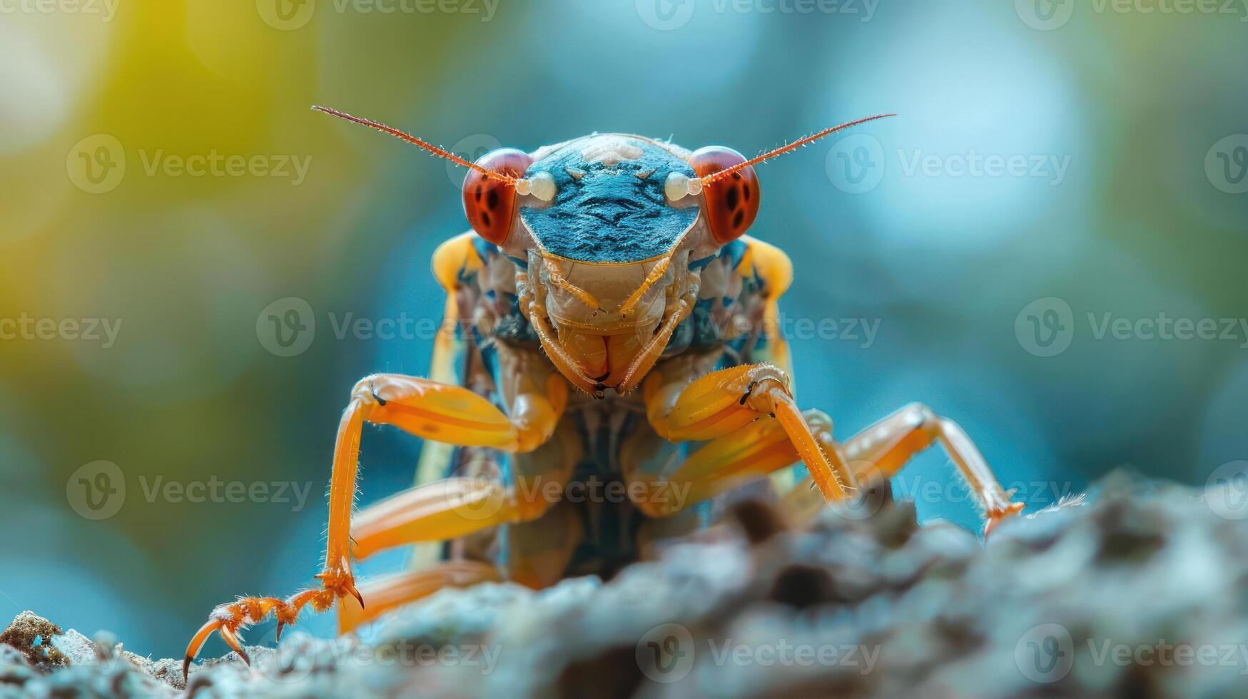 A close-up photograph of a beetle with its wings extended and vibrant orange legs. photo