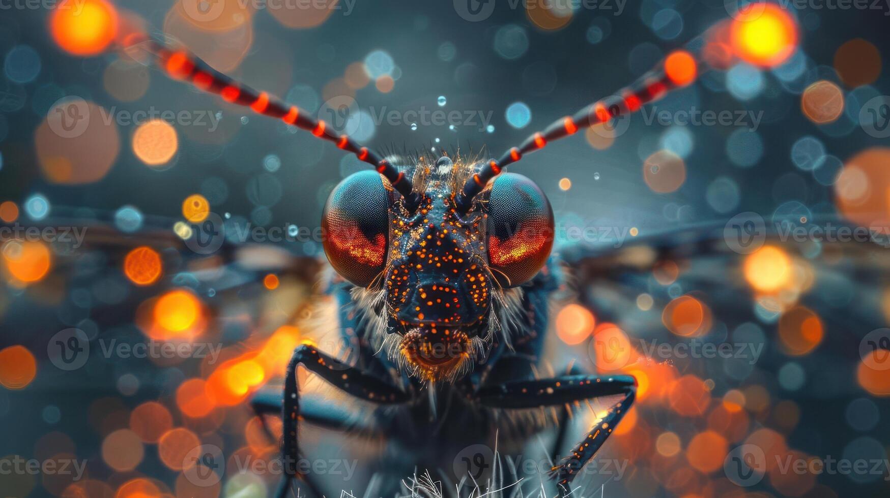 Close-up image of a bee adorned with sparkling spots, photo