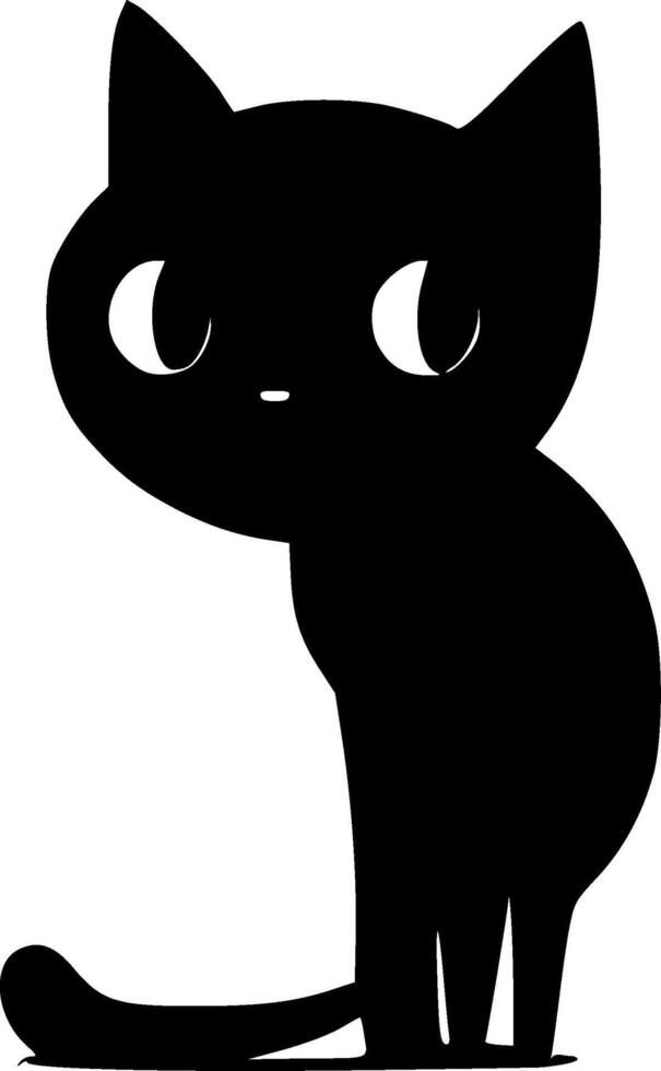 Black Cat, Black and White illustration vector