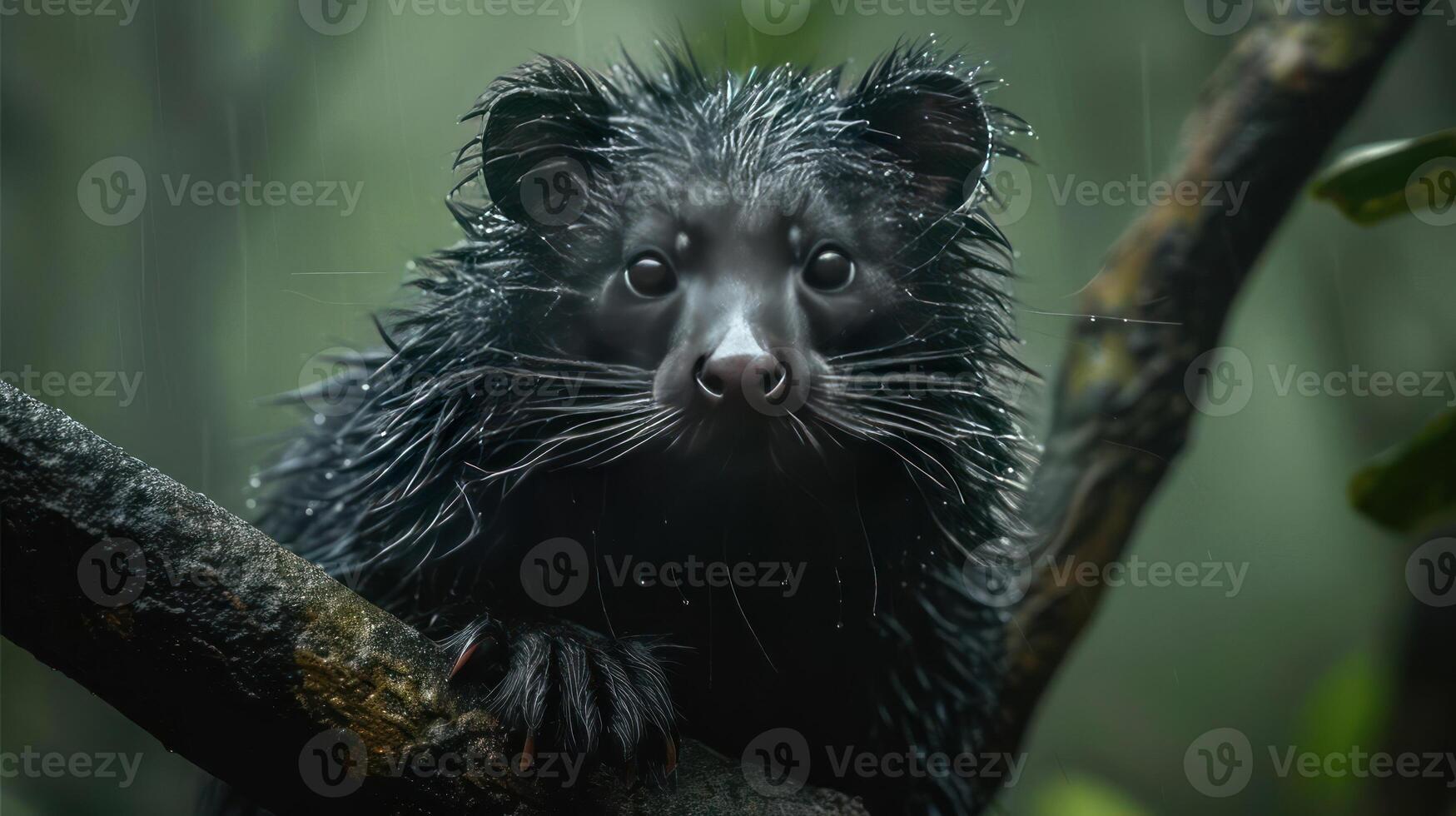 A close-up image of an animal with distinctive features, possibly an otter or a similar creature. photo