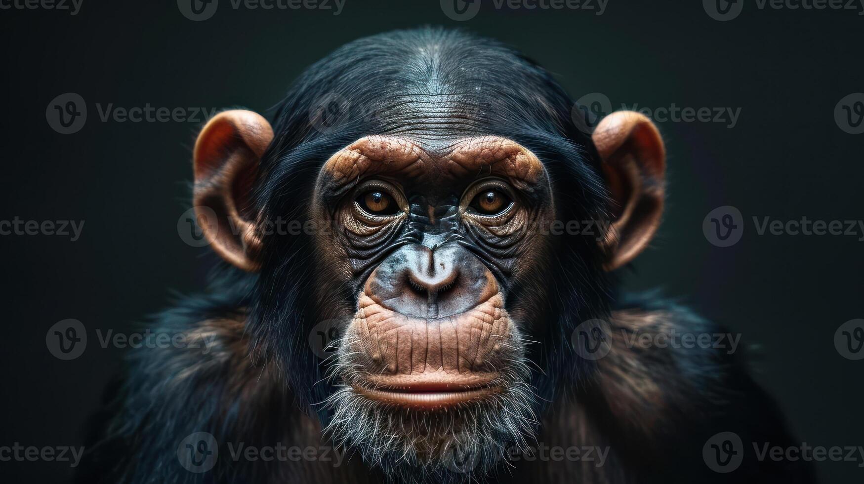 A close-up photograph of a monkey displaying a somber or grieving expression. photo