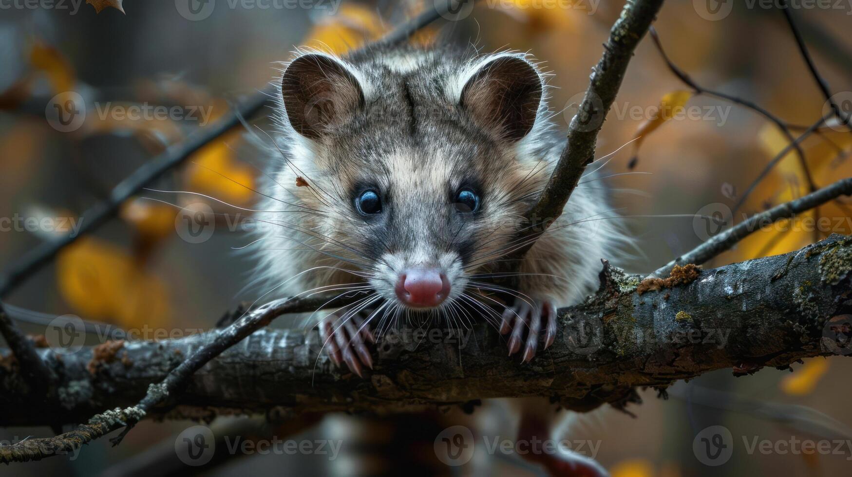 This adorable image depicts a fluffy brown squirrel perched on a tree branch. photo