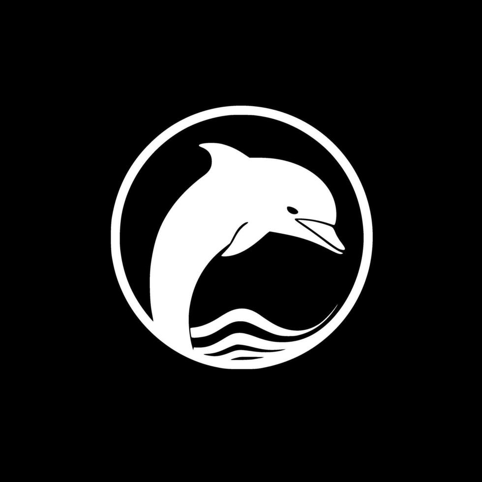 Dolphin - Black and White Isolated Icon - illustration vector
