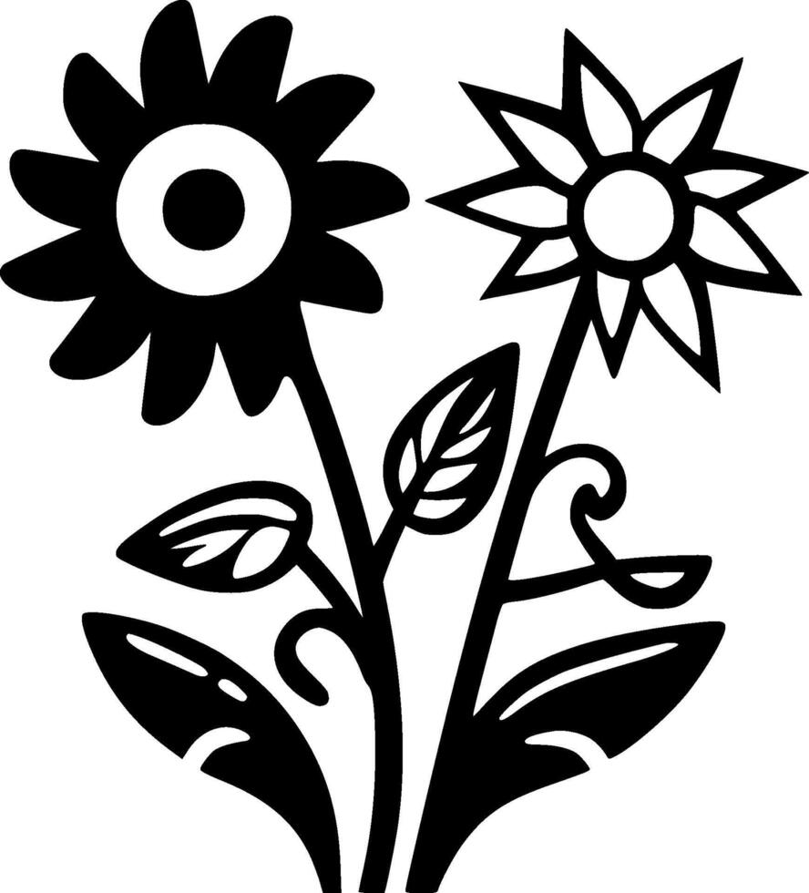 Flowers, Minimalist and Simple Silhouette - illustration vector