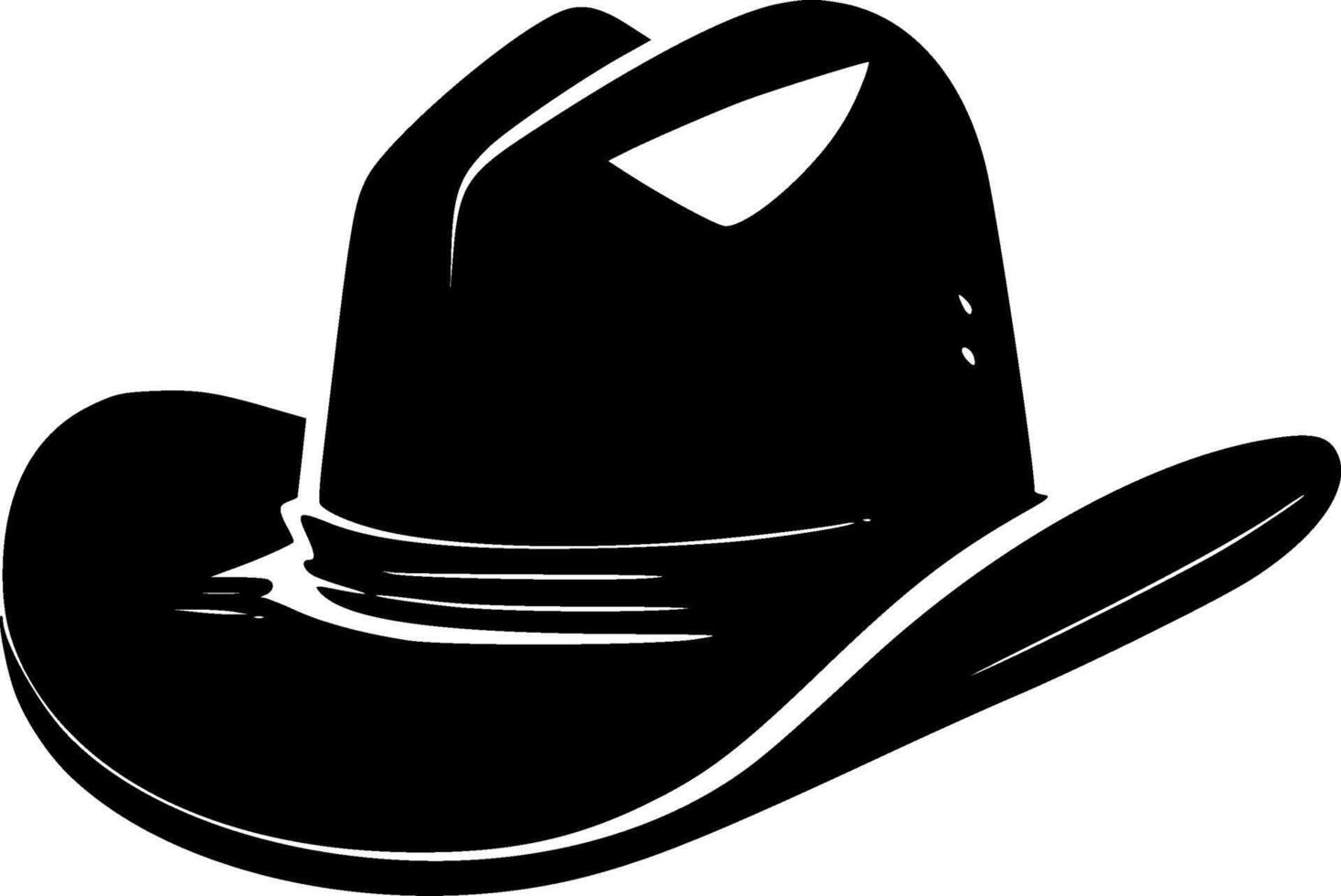 Cowboy Hat - Black and White Isolated Icon - illustration vector