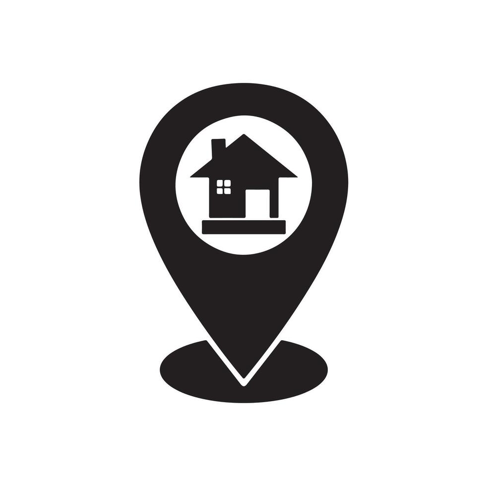 Mobile GPS location icon Map pointer with home symbol illustration vector
