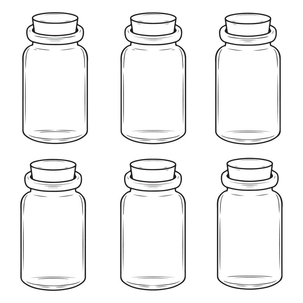 Illustration of a set of empty glass jars on a white background vector