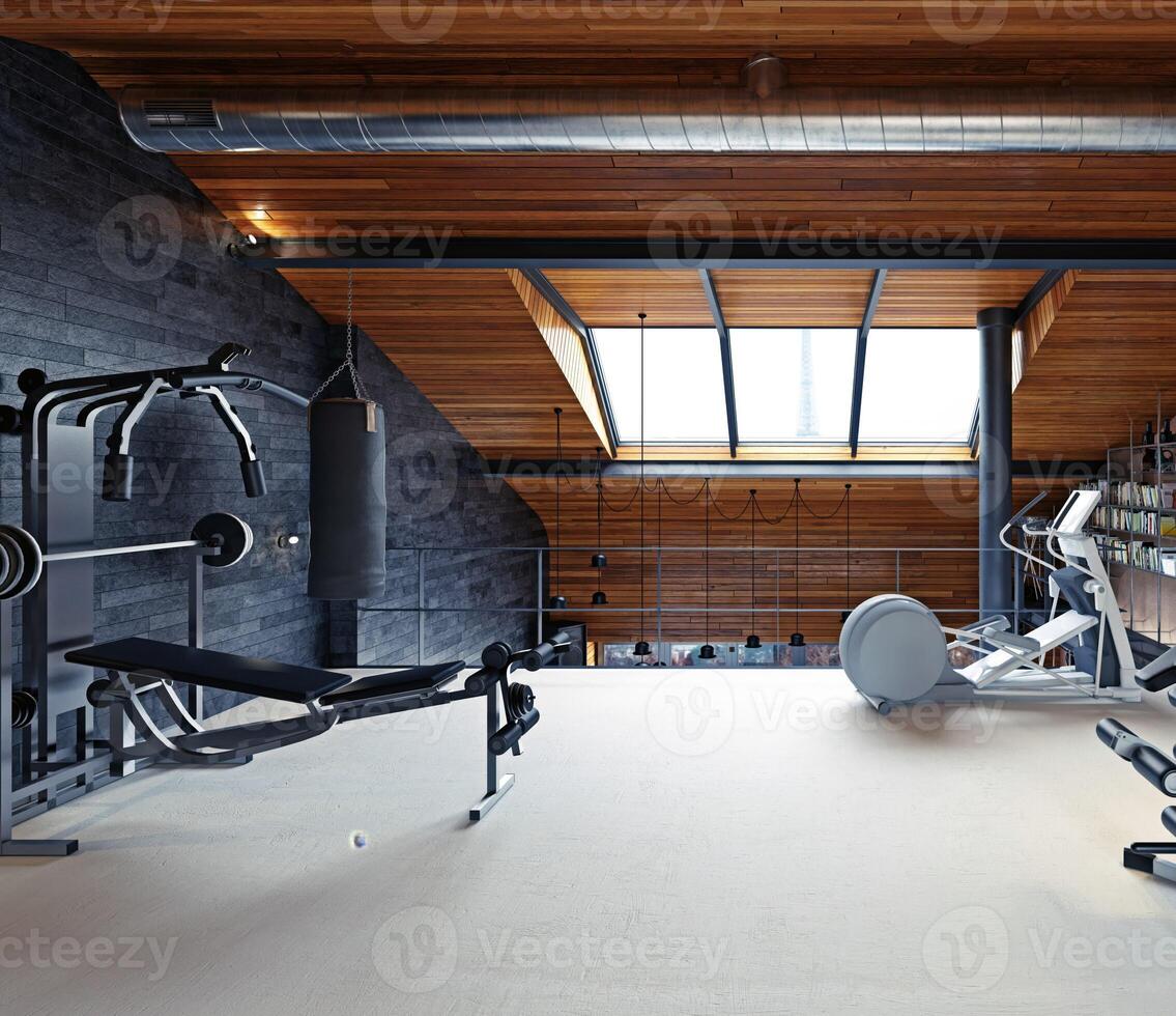 home gym room in the attic photo
