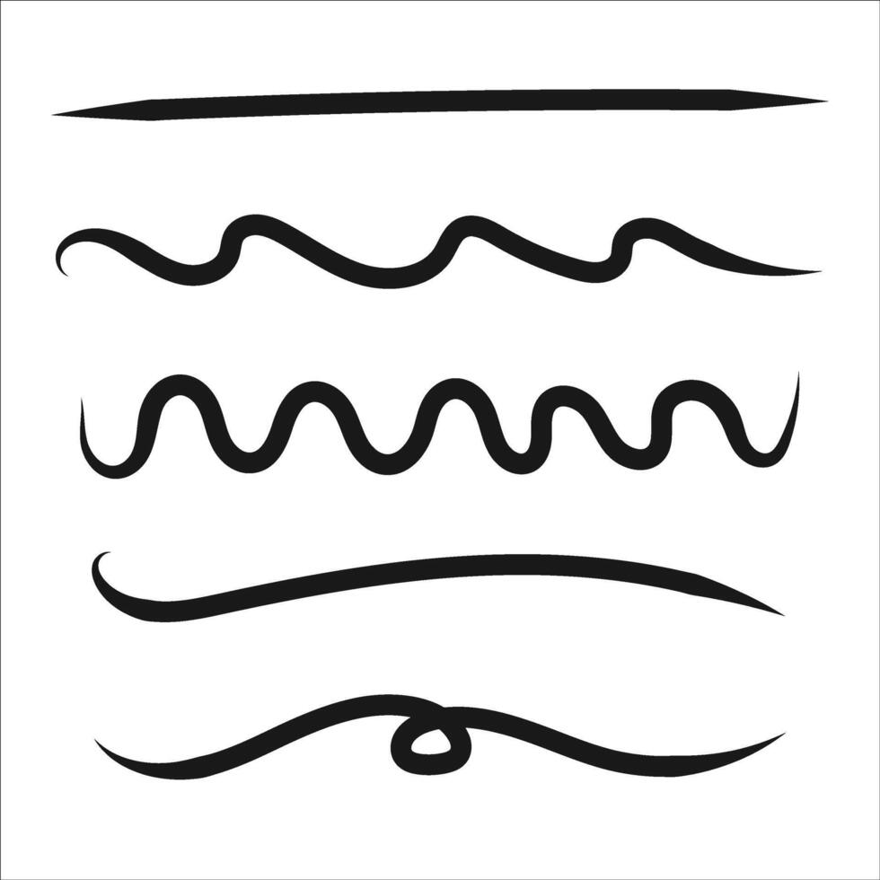 Underline brushes, hand drawn ink strokes. vector