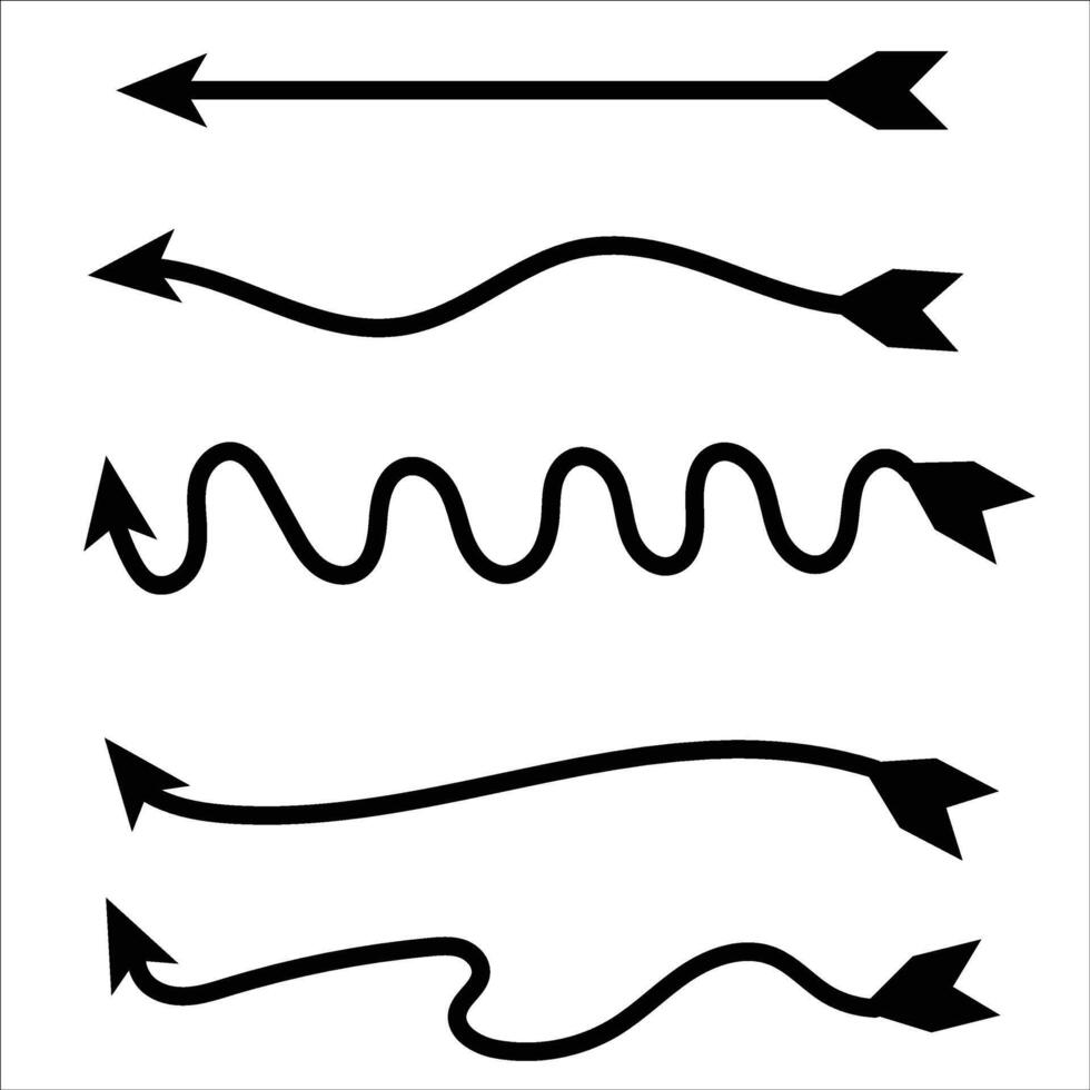 Underline arrows brushes, hand drawn ink strokes. vector