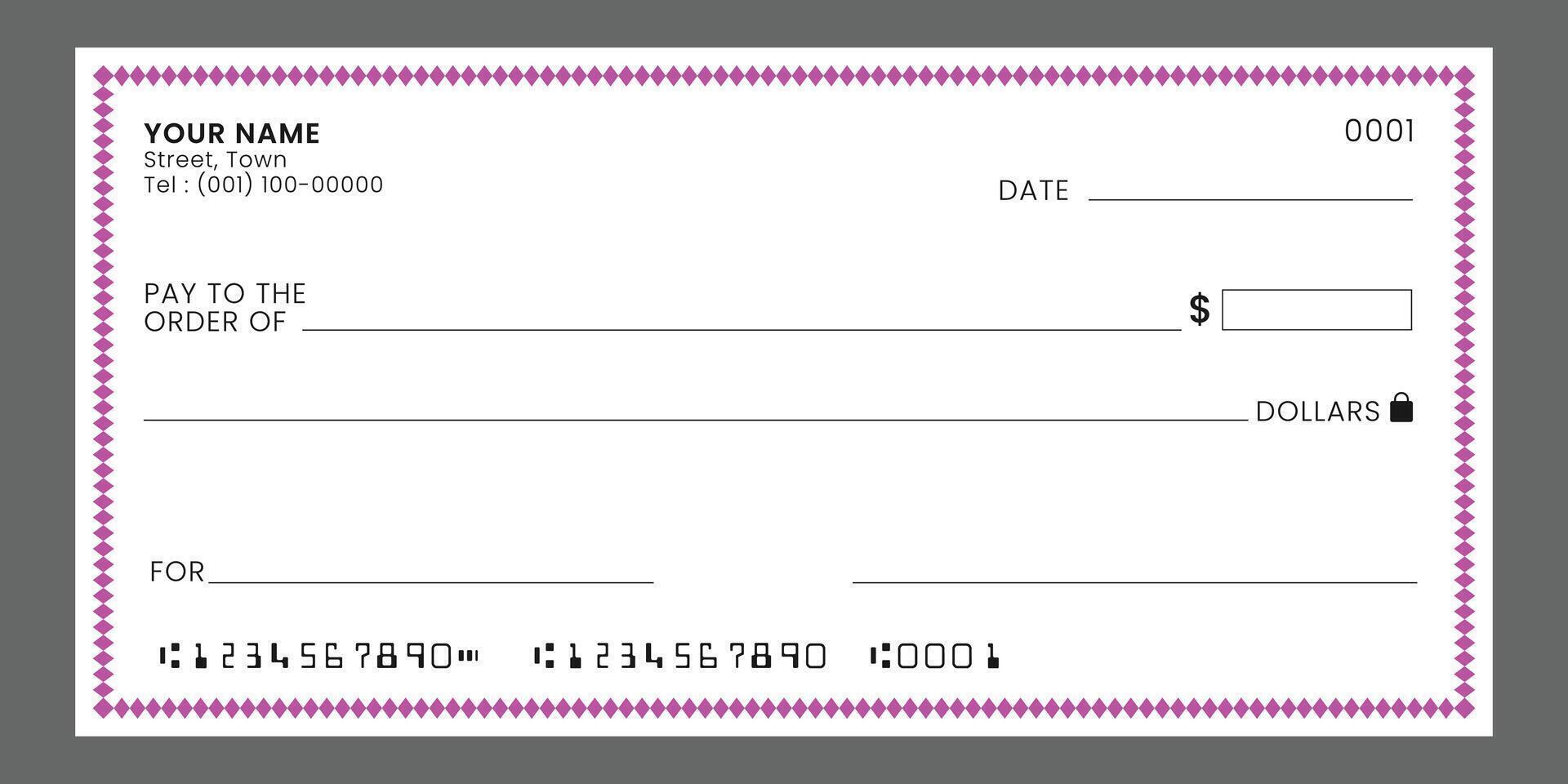 Blank bank check, checkbook, mockup. Bank payment check or money voucher and cash pay cheque certificate. vector