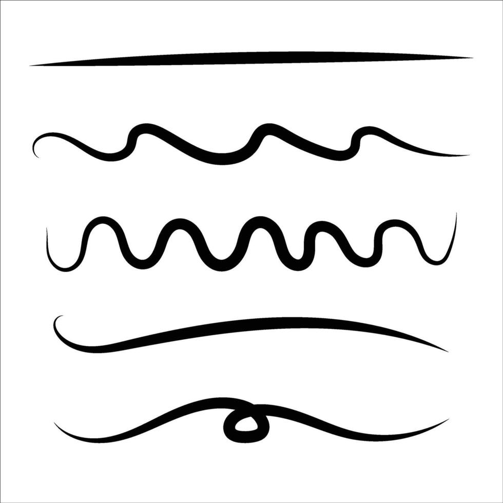 Underline brushes, hand drawn ink strokes. vector