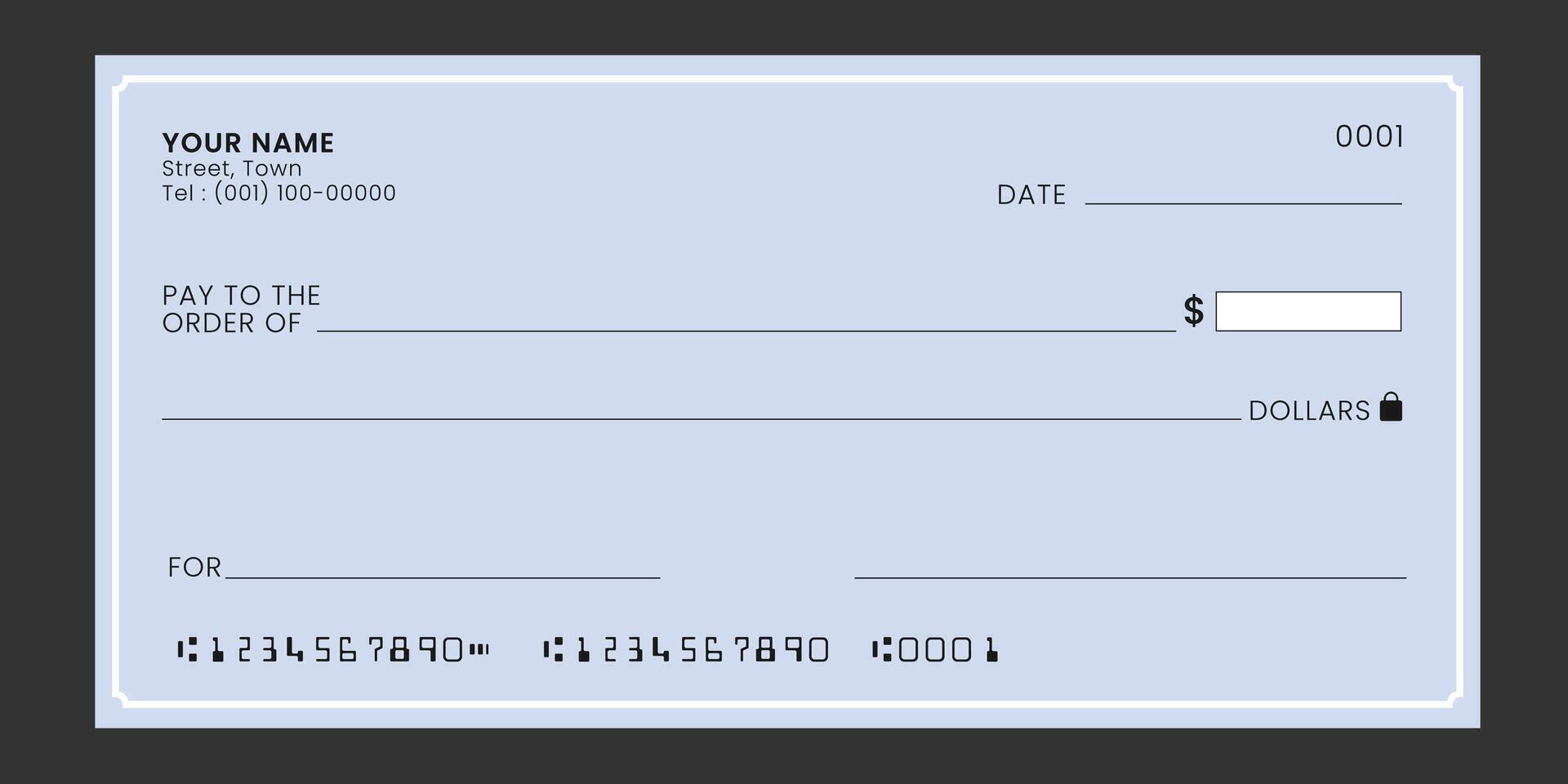 Blank check business cheque template design. vector