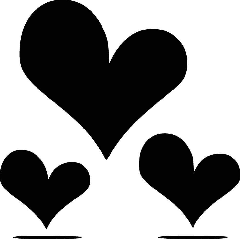 Hearts - Black and White Isolated Icon - illustration vector