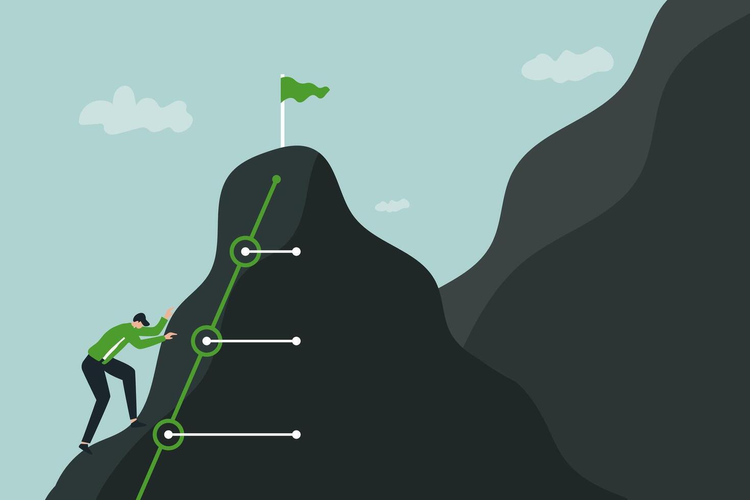 step by step process towards success, self development, self progress, business finance progress vector