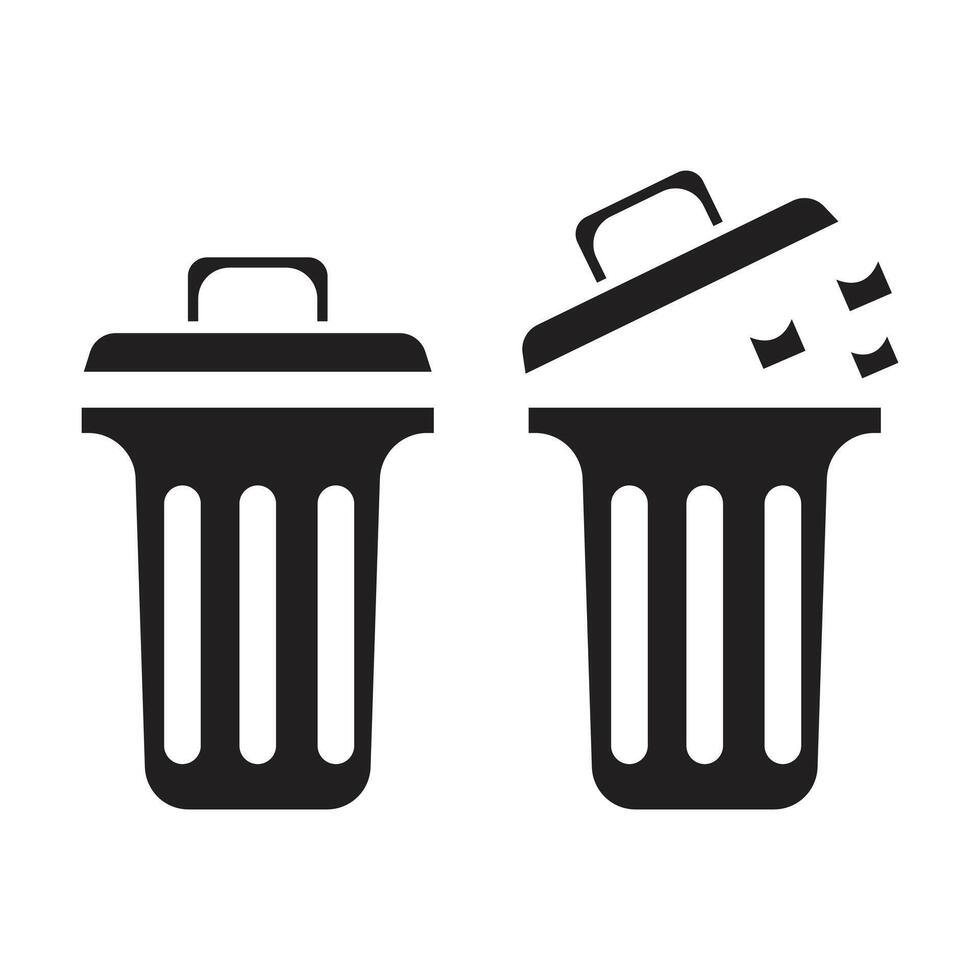 rubbish bin icon on white background vector