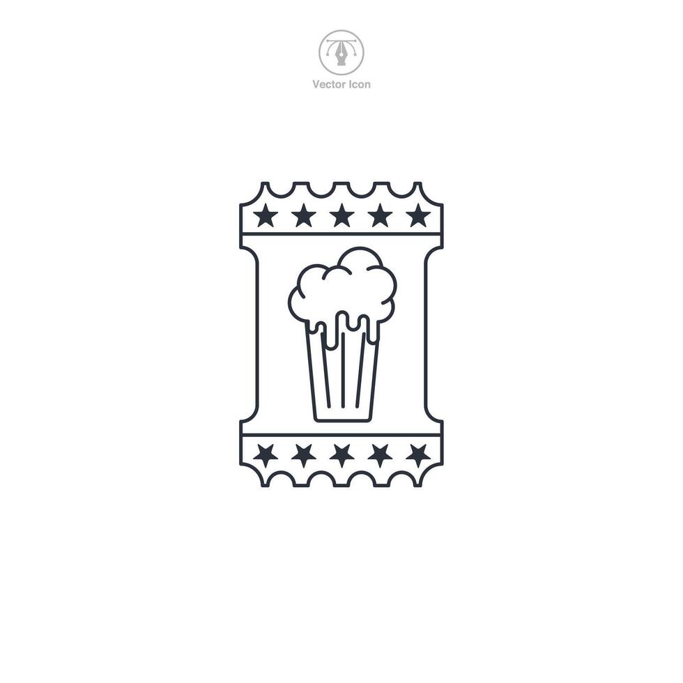 Beer Festival Ticket, Oktoberfest coupon icon symbol illustration isolated on white background vector