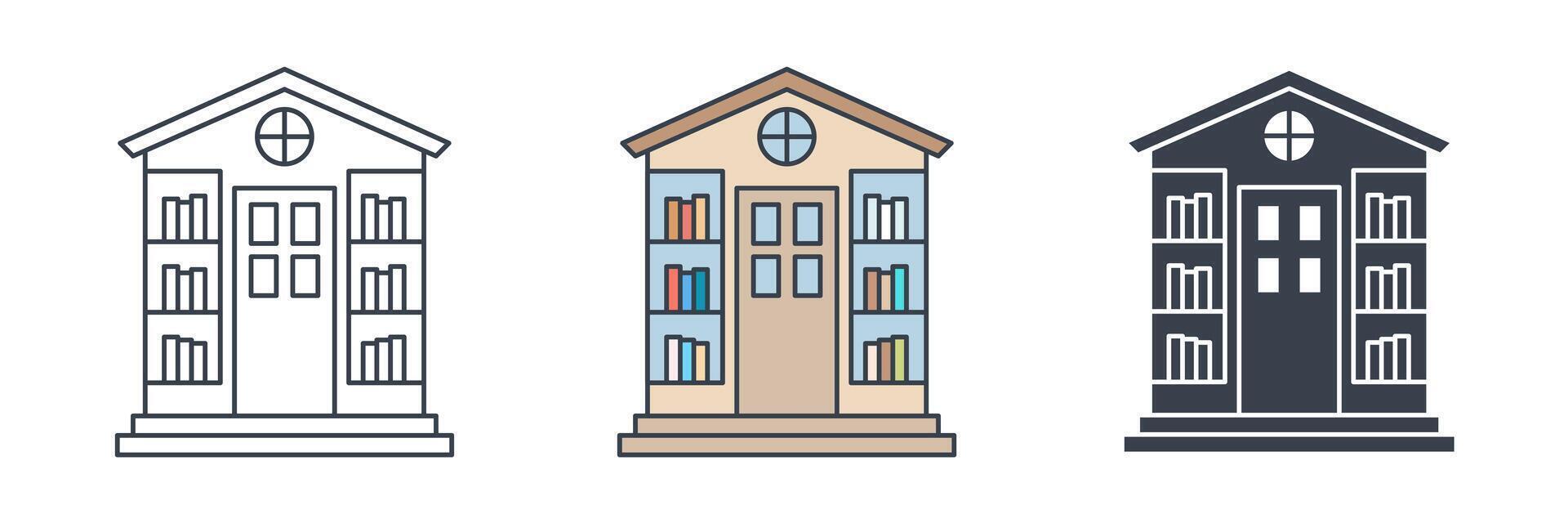 Library building icon symbol illustration isolated on white background vector