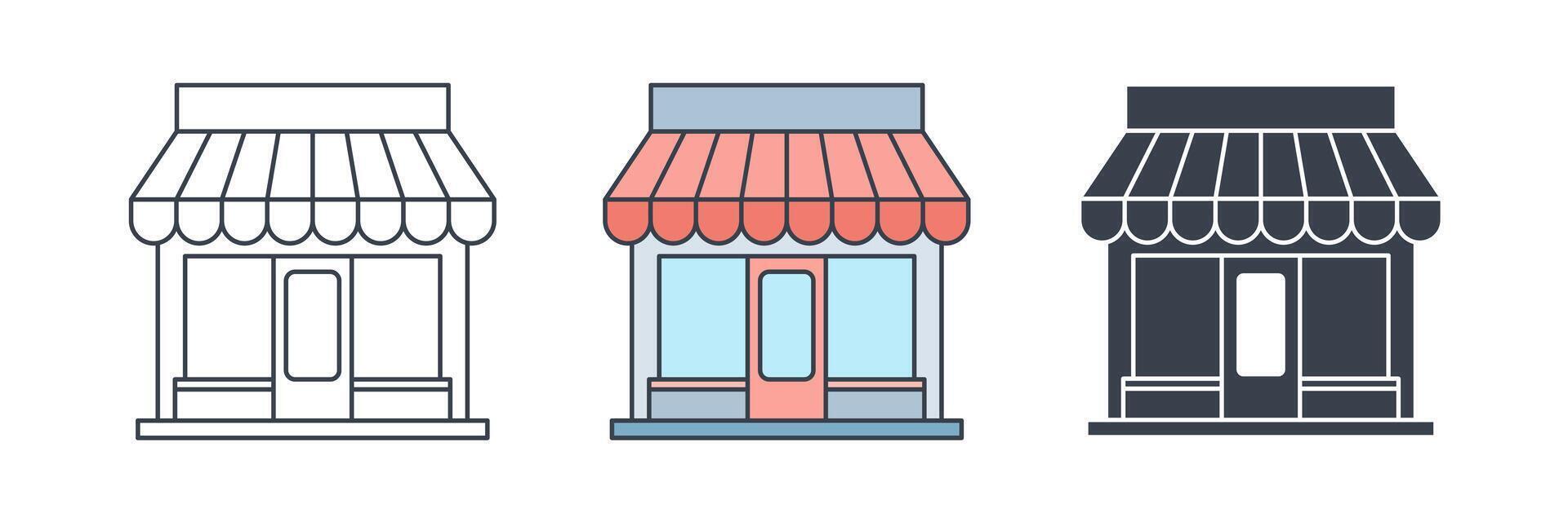 Storefront building icon symbol illustration isolated on white background vector