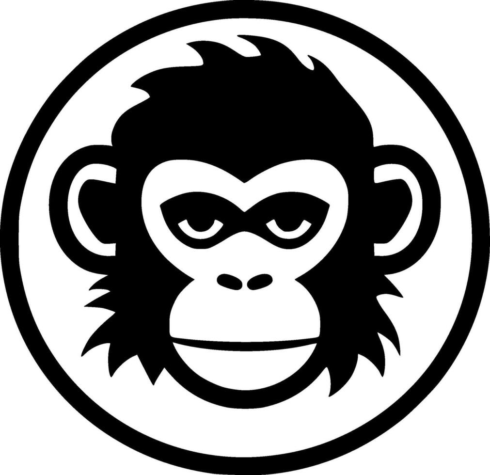 Monkey - Black and White Isolated Icon - illustration vector