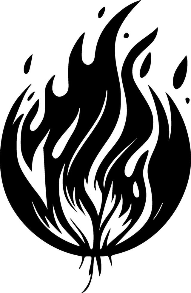 Fire - Black and White Isolated Icon - illustration vector