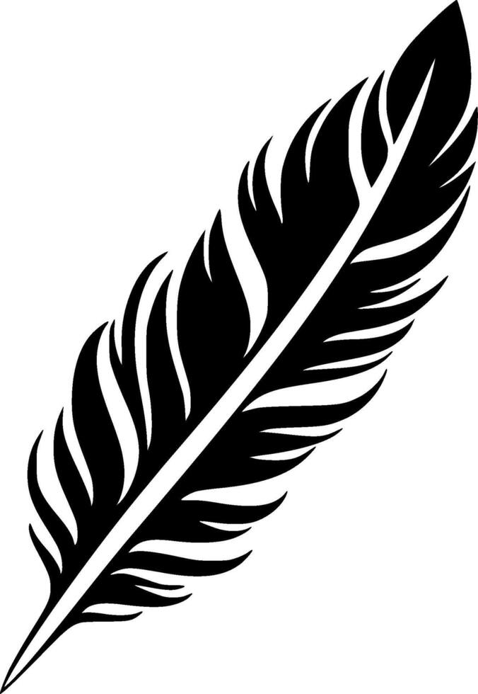 Feather, Black and White illustration vector