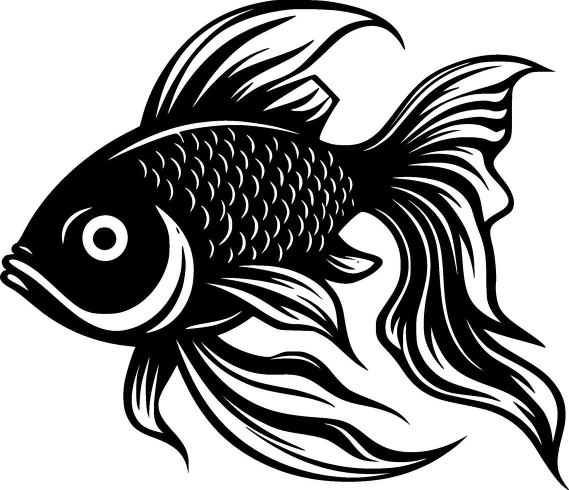 Goldfish - Black and White Isolated Icon - illustration vector