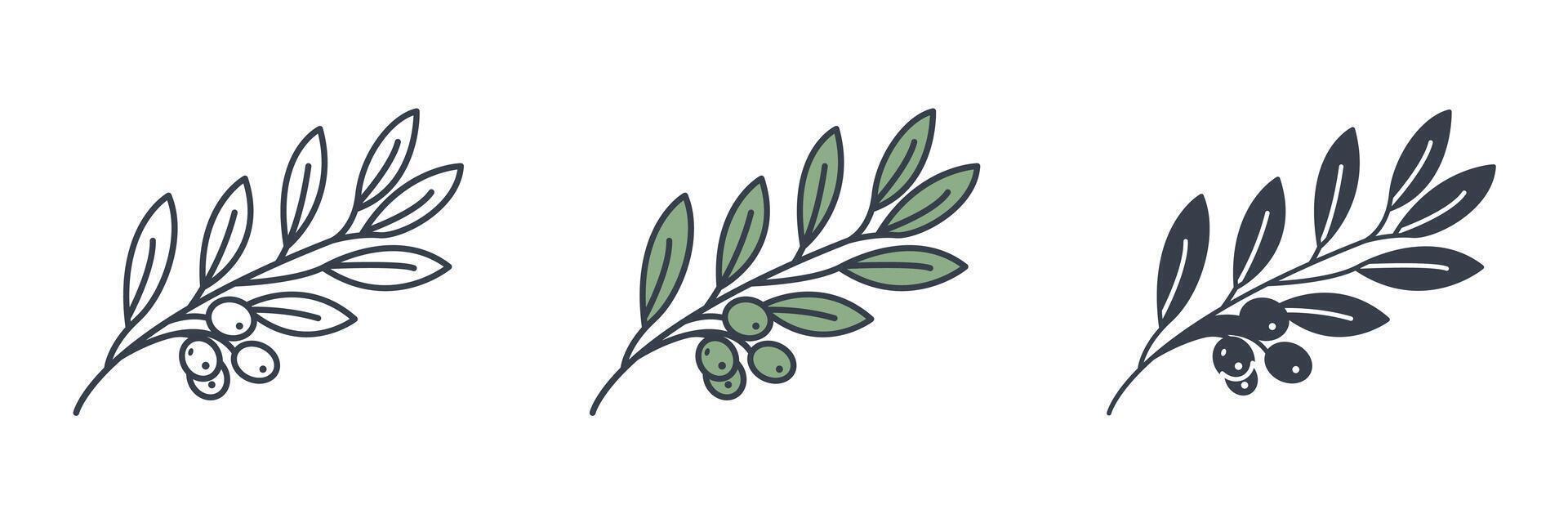 Olive Branch icon symbol logo illustration isolated on white background vector