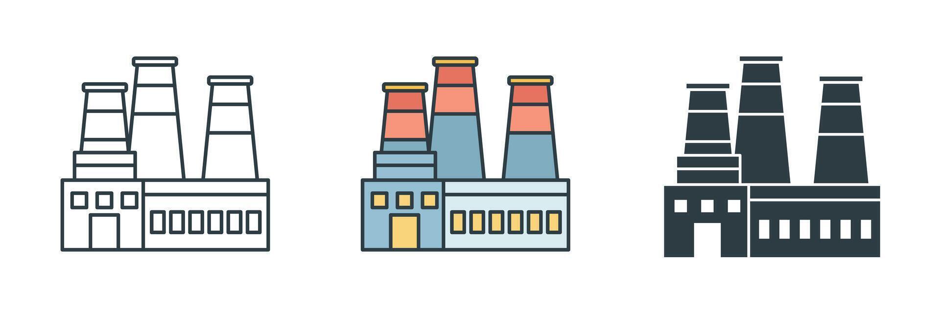 Factory with Smokestacks icon symbol illustration isolated on white background vector